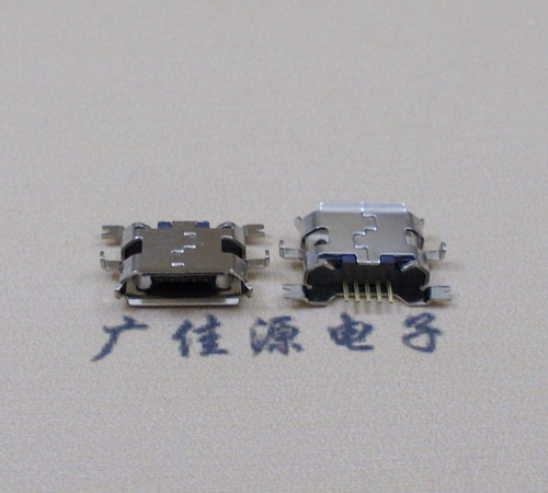 Micro USB前插后貼沉板鍍鎳卷邊
